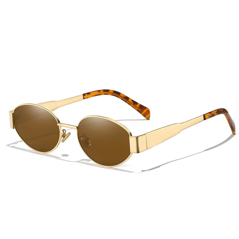 Nuevas gafas de sol para mujer y hombre con montura ovalada de aleación