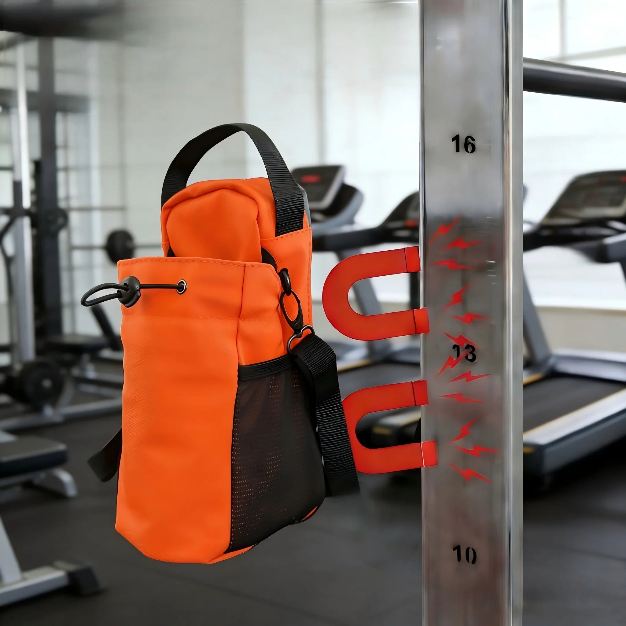 Funda naranja con imán potente para botella de agua de gimnasio