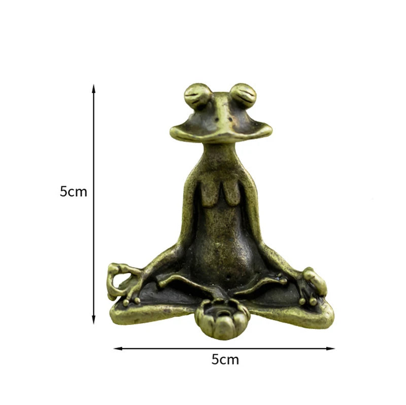 Quemador de incienso vintage de aleación con diseño de rana zen; soporte para varitas de incienso de sándalo; mini escultura decorativa para el hogar y mascota de té.