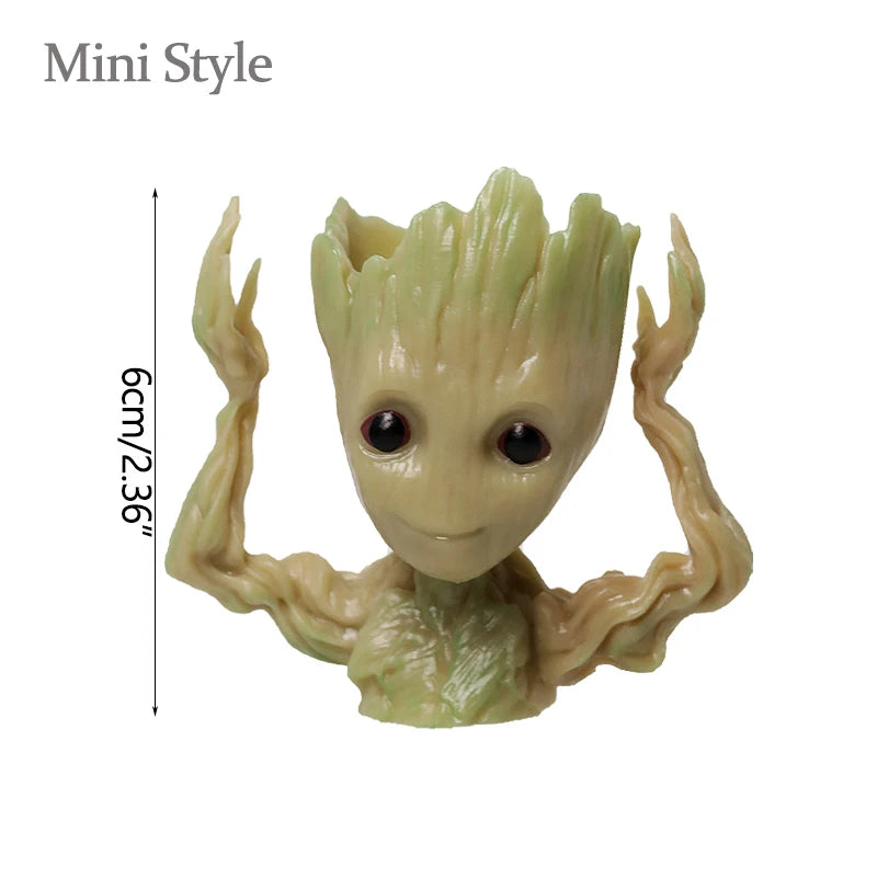 Figura decorativa de Groot (estilo dibujos animados) de 5 cm; adorno de escritorio tipo "hombre árbol" para oficina o decoración del hogar.