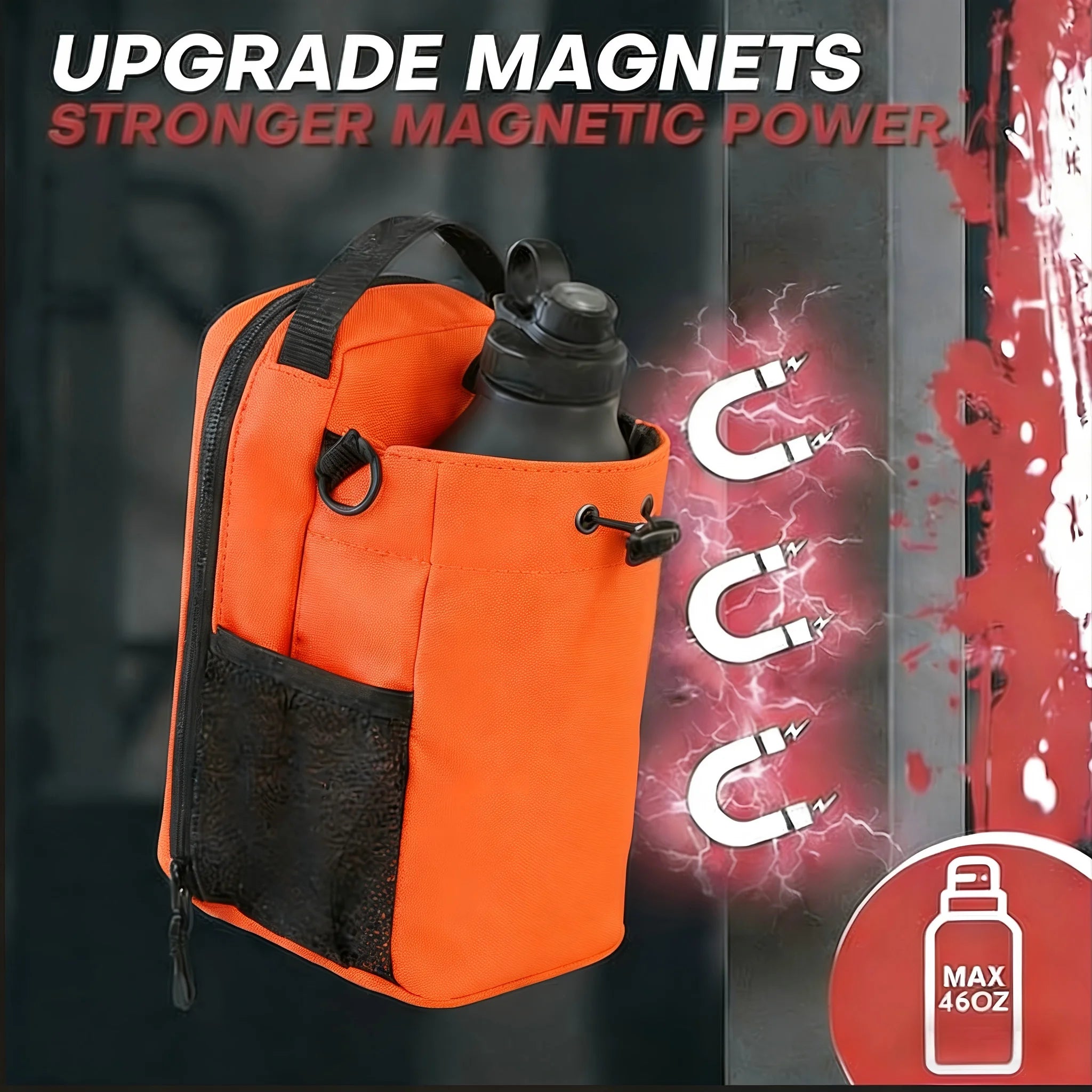 Funda naranja con imán potente para botella de agua de gimnasio