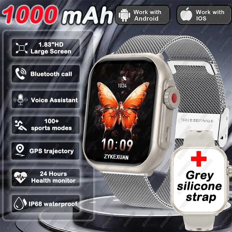 Nuevo smartwatch Xiaomi 2025 para hombre y mujer: pantalla táctil completa AMOLED HD de 1,85 pulgadas, resistencia al agua IP68 y llamadas por Bluetooth.