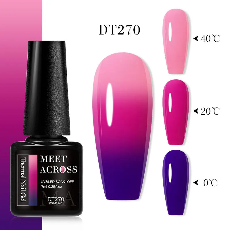 MEET ACROSS – Esmalte de uñas en gel térmico (cambia de color según la temperatura)
