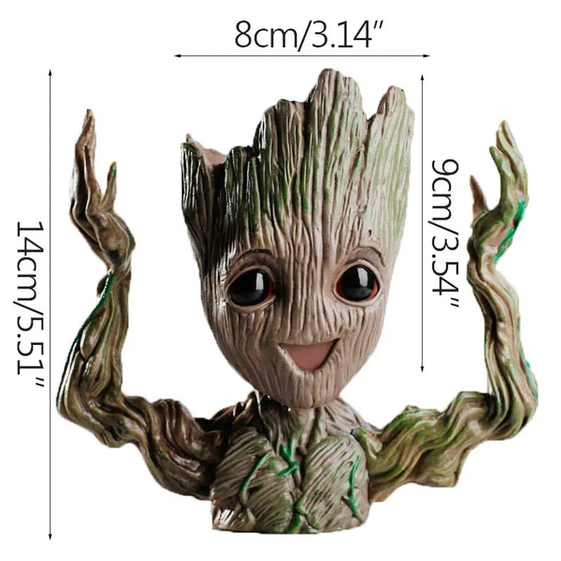 Figura decorativa de Groot (estilo dibujos animados) de 5 cm; adorno de escritorio tipo "hombre árbol" para oficina o decoración del hogar.