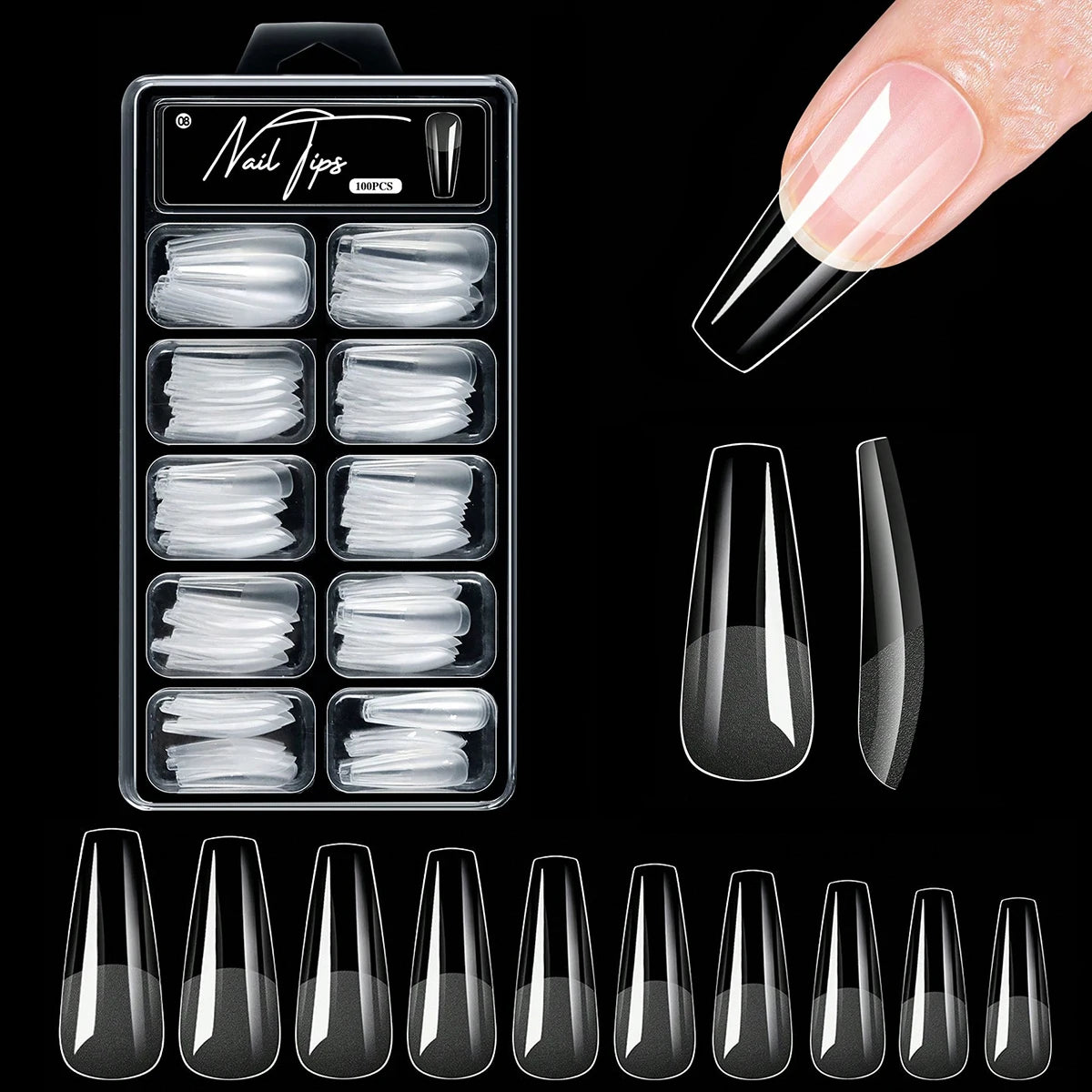 100/320/600 unidades de tips para uñas forma almendra corta de gel suave (soft gel);