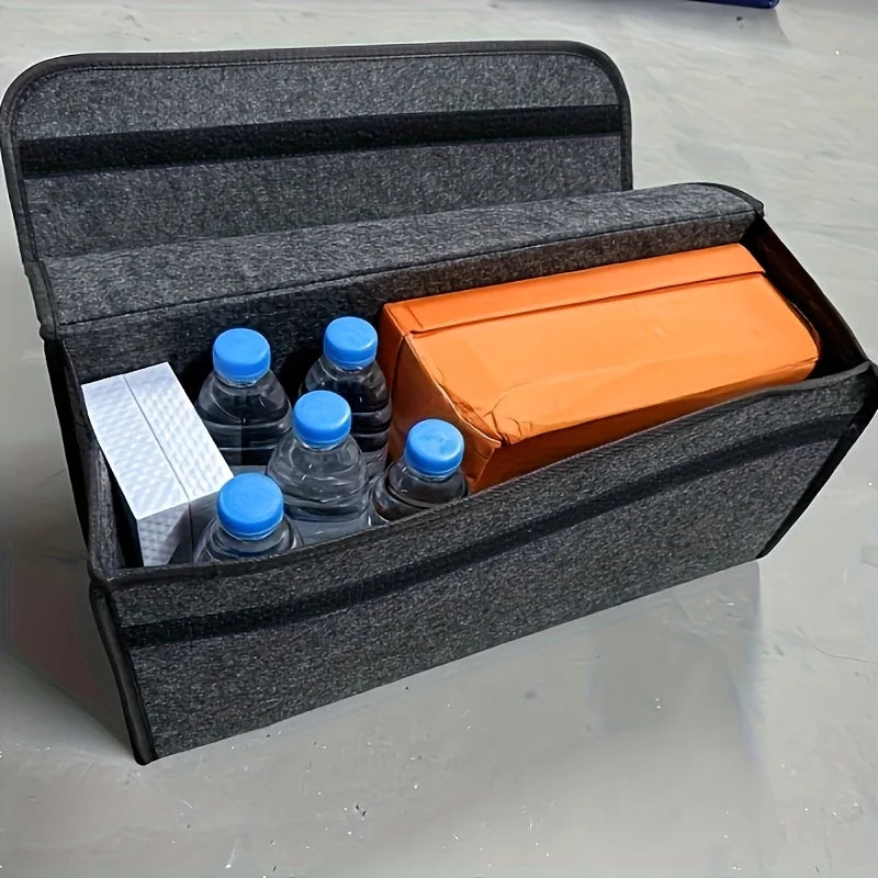 Organizador de maletero de coche (1 unidad): plegable, con asa ergonómica, para SUV, sedanes y camionetas; tejido resistente.