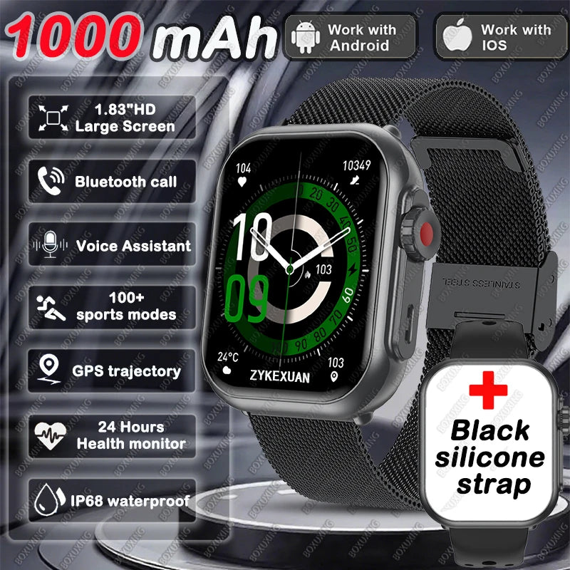 Nuevo smartwatch Xiaomi 2025 para hombre y mujer: pantalla táctil completa AMOLED HD de 1,85 pulgadas, resistencia al agua IP68 y llamadas por Bluetooth.