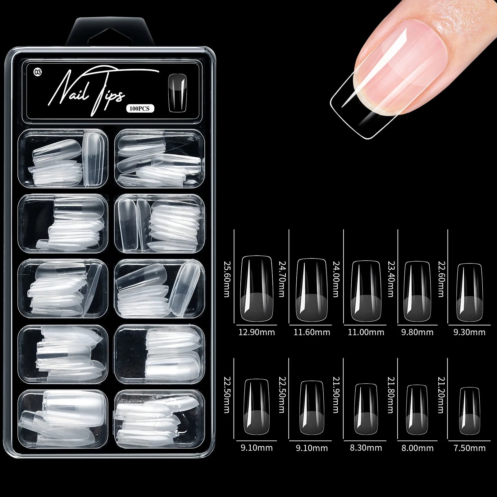 100/320/600 unidades de tips para uñas forma almendra corta de gel suave (soft gel);