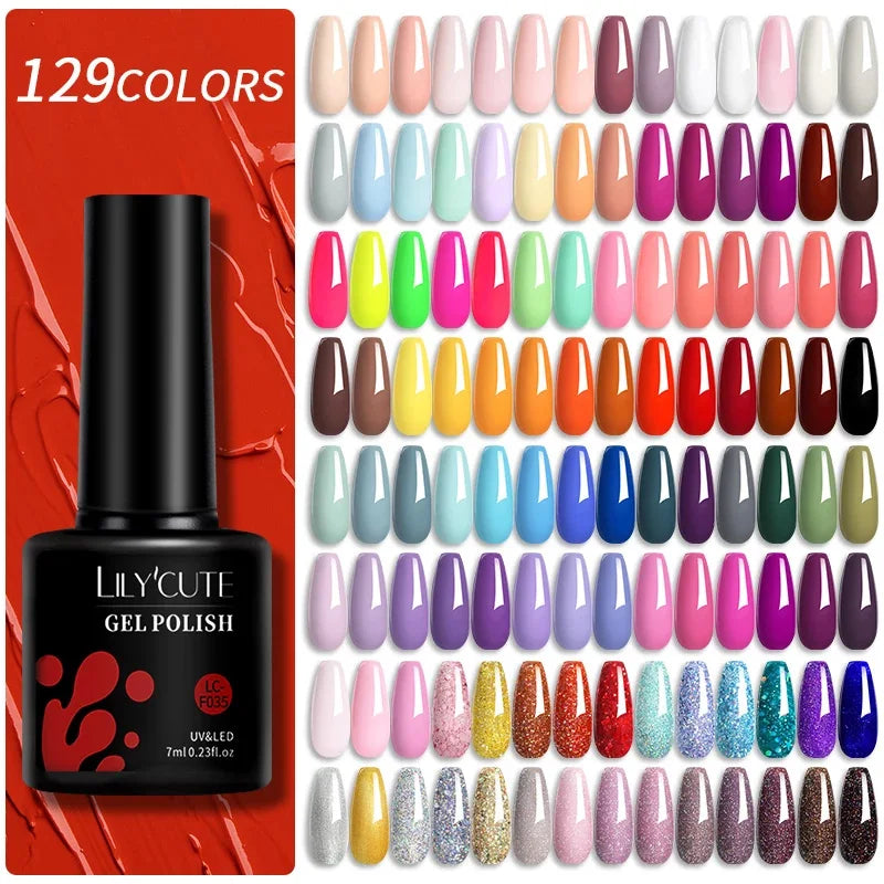 LILYCUTE Esmalte de gel para uñas de 7 ml (129 colores)
