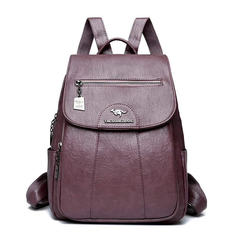 Mochila de mujer de cuero suave, estilo vintage, disponible en 5 colores