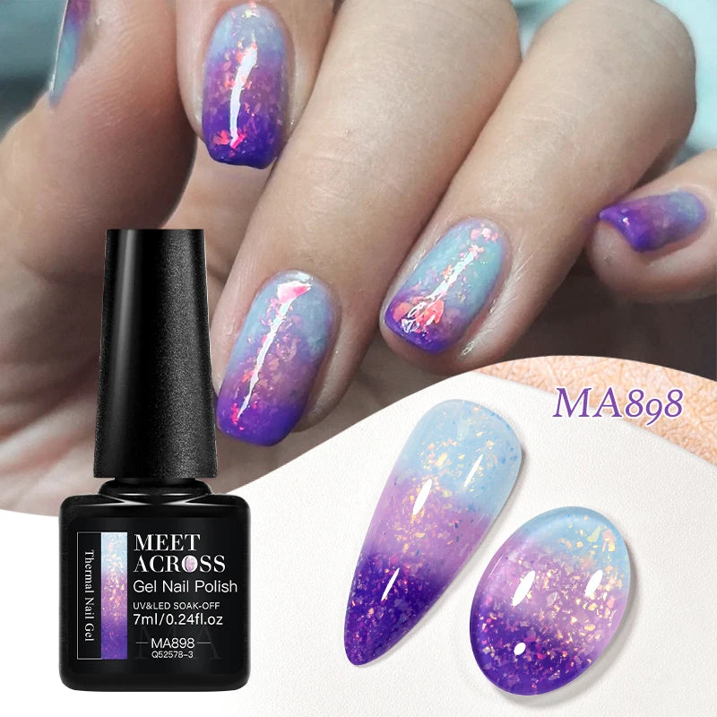MEET ACROSS – Esmalte de uñas en gel térmico (cambia de color según la temperatura)