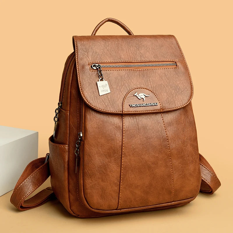 Mochila de mujer de cuero suave, estilo vintage, disponible en 5 colores