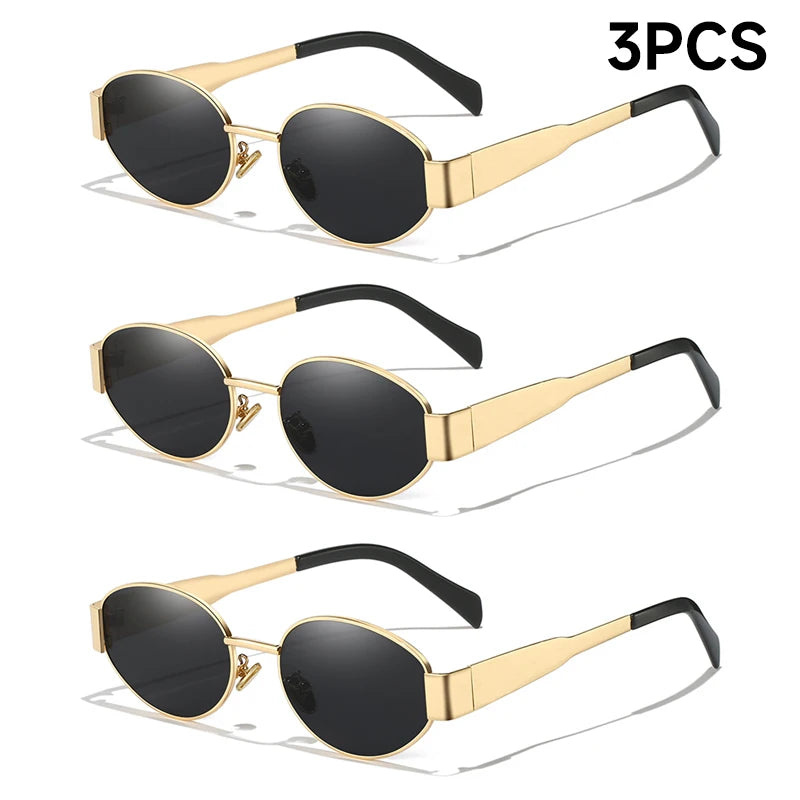 Nuevas gafas de sol para mujer y hombre con montura ovalada de aleación