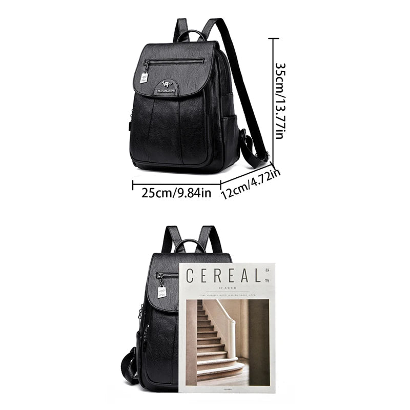 Mochila de mujer de cuero suave, estilo vintage, disponible en 5 colores