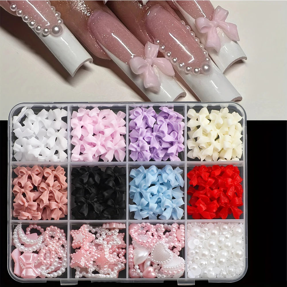 Kit de decoración de uñas 3D de 500 piezas con lazos de resina