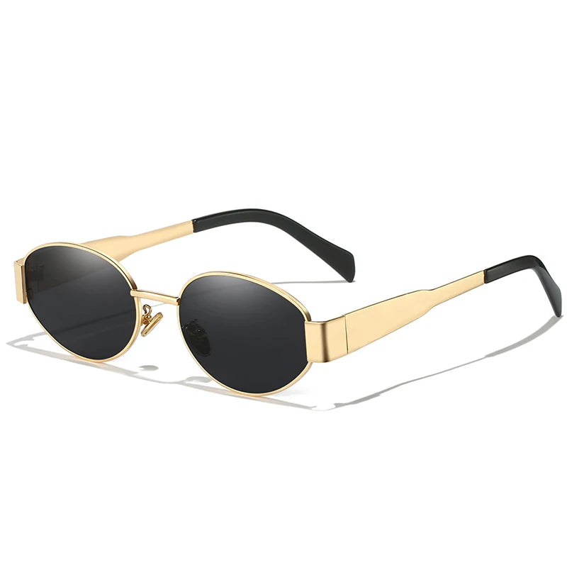 Nuevas gafas de sol para mujer y hombre con montura ovalada de aleación