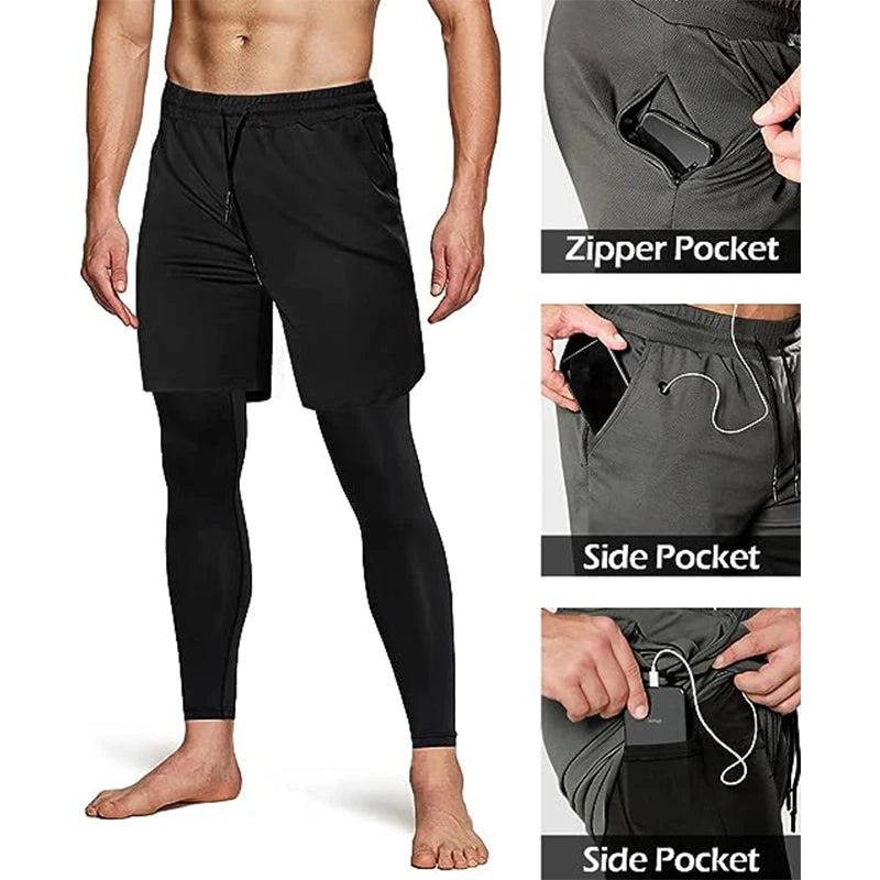 Pantalones deportivos para hombre 2 en 1: