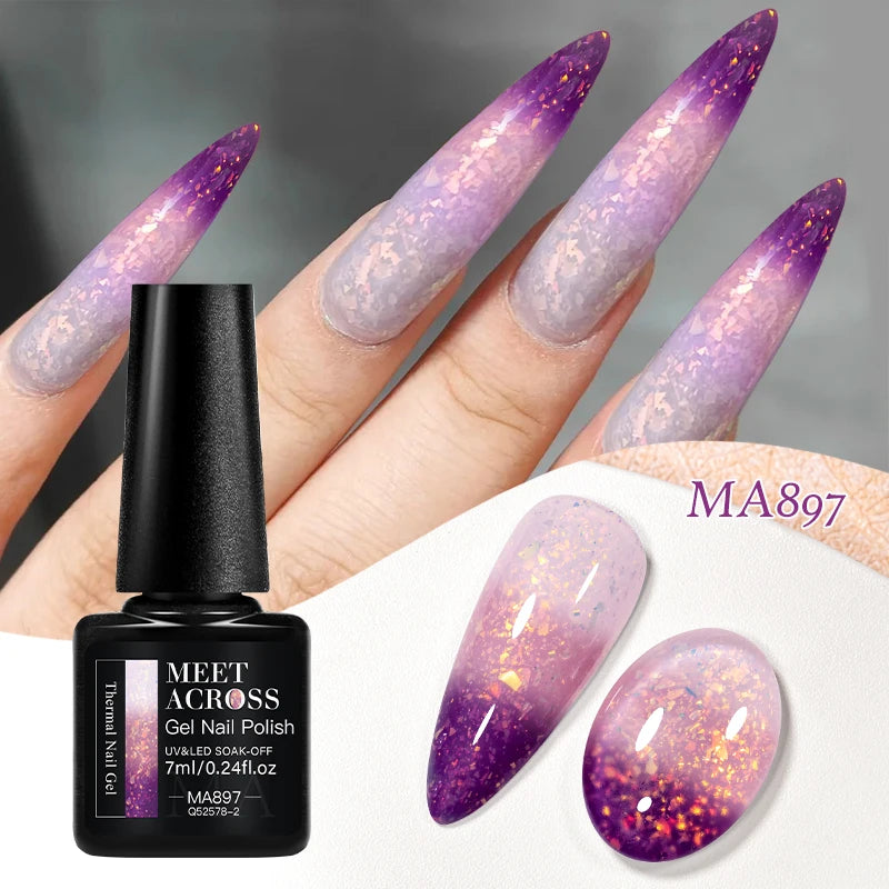 MEET ACROSS – Esmalte de uñas en gel térmico (cambia de color según la temperatura)
